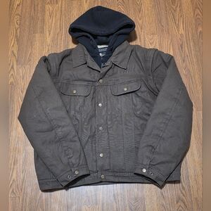 Dakota WorkPro Series Men's Hooded Jacket Large Washed Canvas Sherpa-Lined Z7